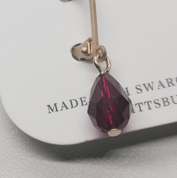 Ruby Red Swarovski Crystal Drop Dangle Earrings - Picture 5 of 6